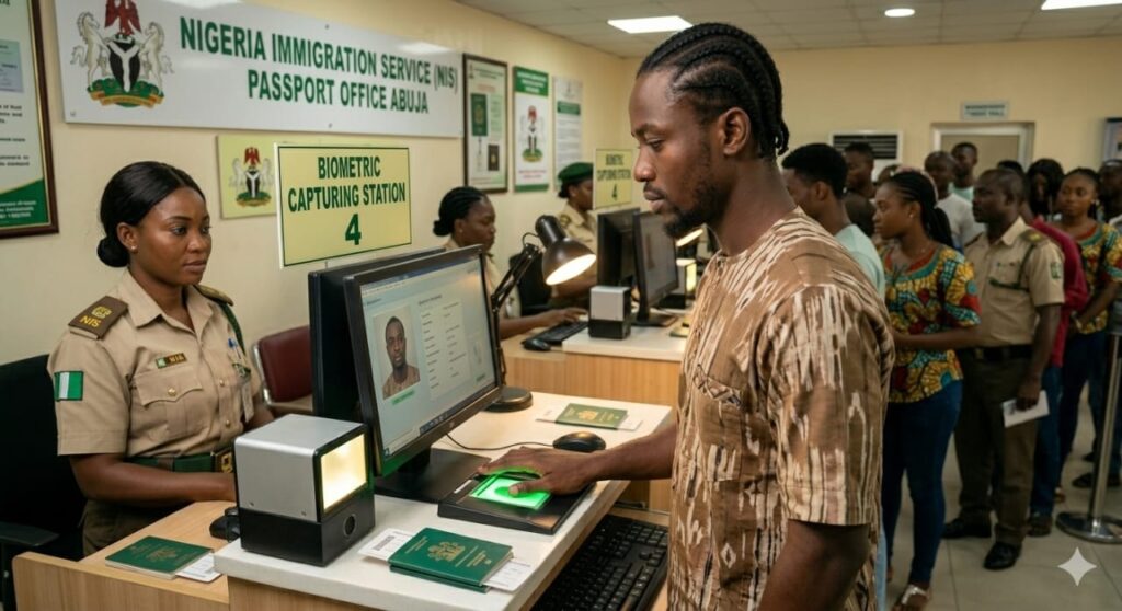 A Person Filling Out The Online Nigerian Passport Application On a Computer